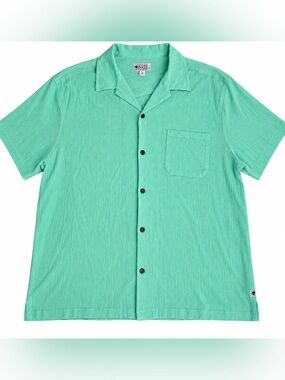 Ocean Coast Short Sleeve Button-Down Shirt in Mint Green XL